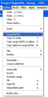 the Buffer menu with controls for Main and Swap buffers